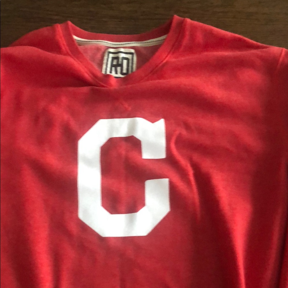 Red Crewneck Sweatshirt with White Lettering